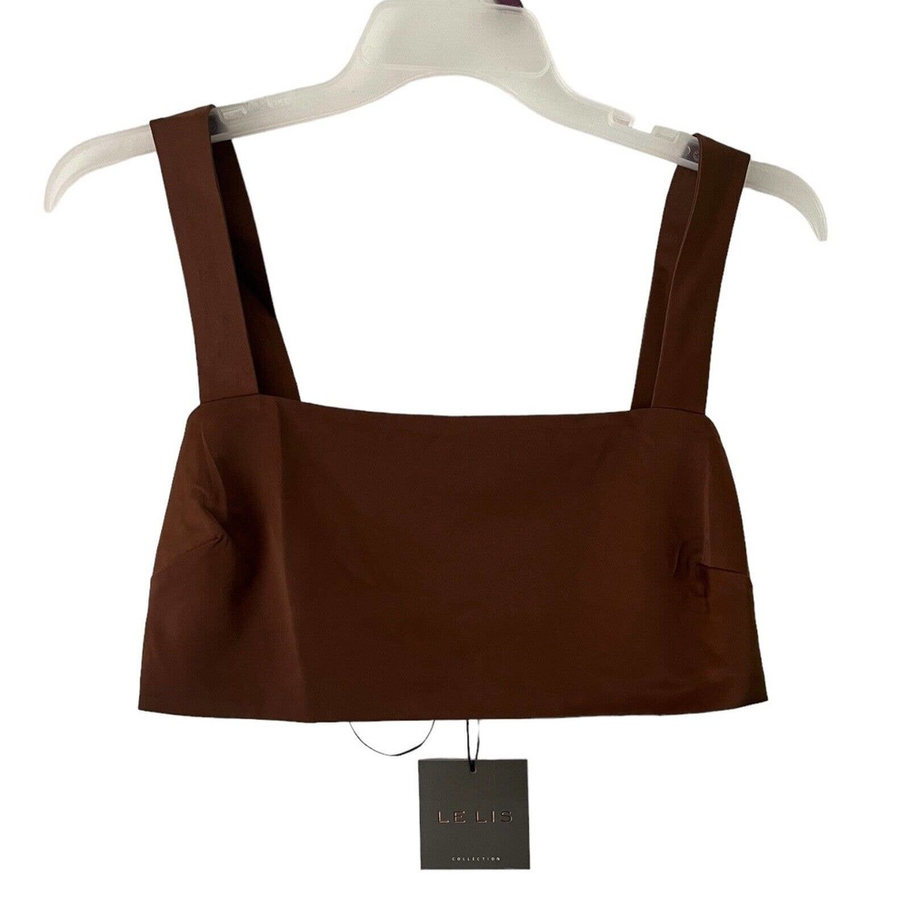Le Lis Cocoa Brown Satin Crop Top Bralette Women’s Size Large